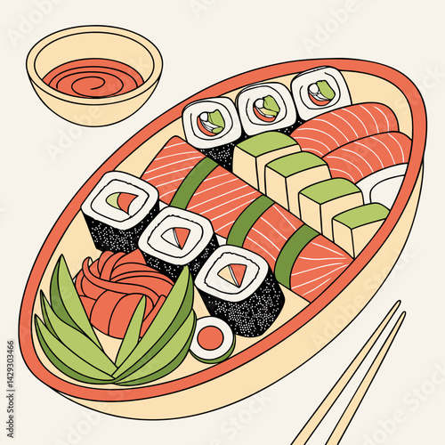 sushi set with chopsticks