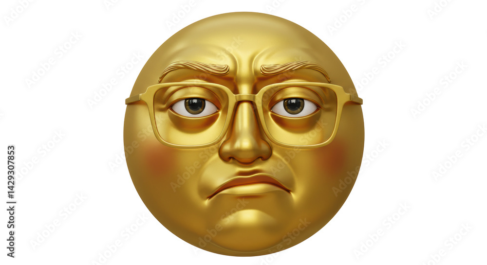 Isolated Pensive Emoji with Eyeglasses Isolated Pensive Emoji with Eyeglasses