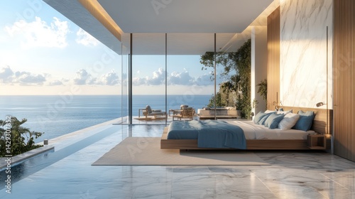 Oceanfront bedroom sunrise luxury villa