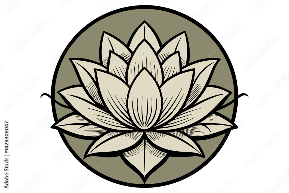 Fototapeta premium Vintage inspired intricate flower illustration, with fine line art details, perfect for adding an elegant touch to branding, logos, and nature themed artwork