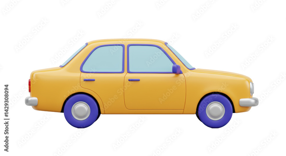 Isolated Yellow Sedan Car Illustration Isolated Yellow Sedan Car Illustration