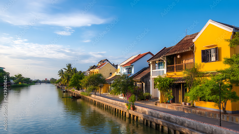 View of Traditional Houses Along the Canal View of Traditional Houses Along the Canal