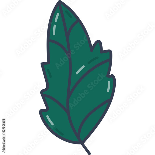 Simple cartoon mint leaf with hand drawn outline