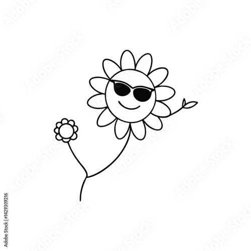 Smiley sun with sunglasses shining brightly vector illustration