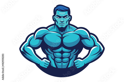 Strong weightlifter icon with muscular physique and barbell, conveying power, fitness, and determination in a unique and modern graphic style