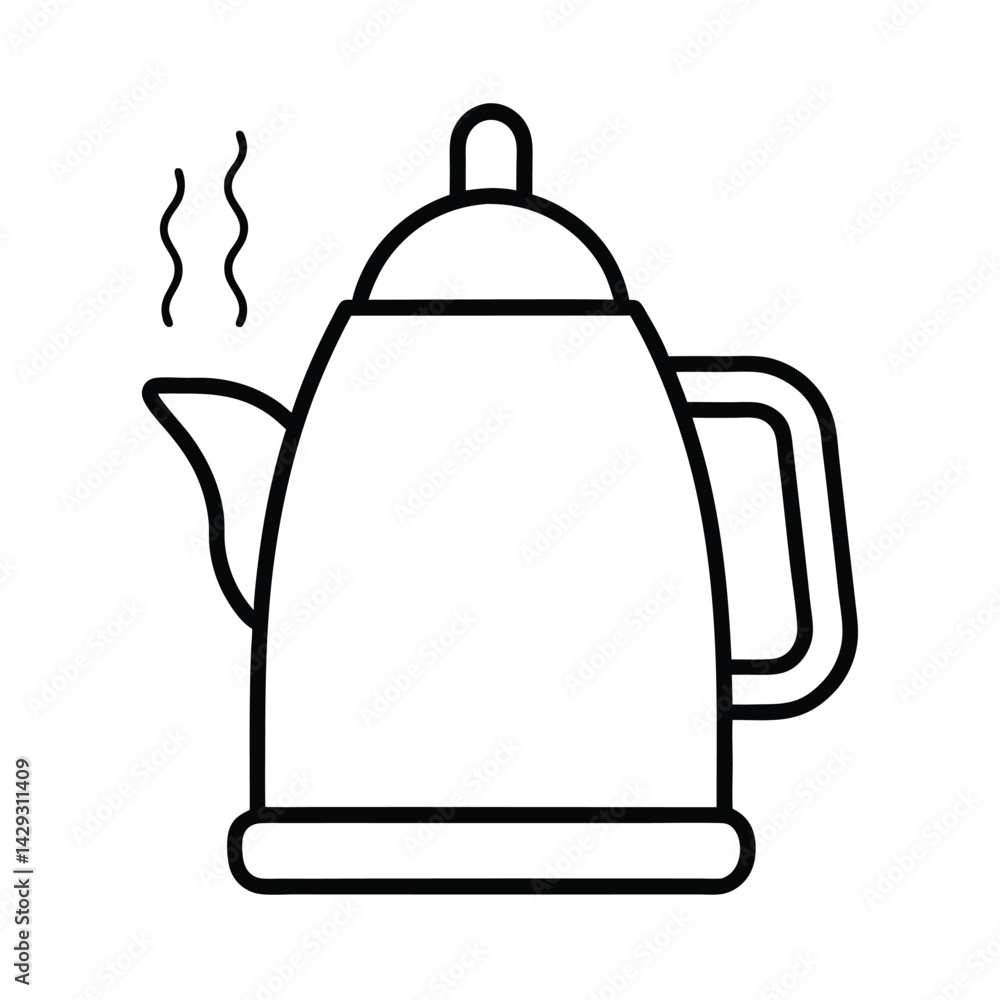 Obraz premium electric kettle outline icon steam vector art