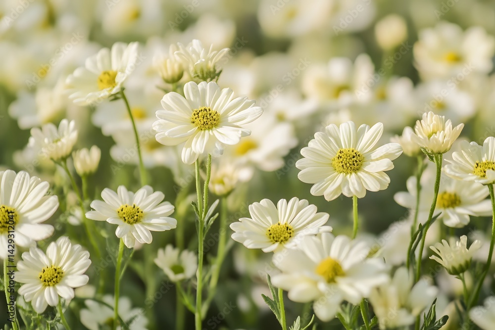 Stunning Field of White Daisies Blooming in Sunlight Stunning Field of White Daisies Blooming in Sunlight