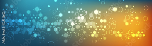 Abstract background with hexagonal cells or honeycomb shape elements set. Modern innovation communication technology business background