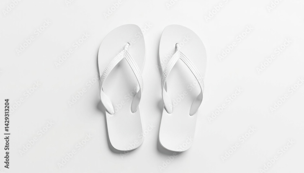 Pair of white flip-flops, isolated on white backdrop, flip-flops, isolated Pair of white flip-flops, isolated on white backdrop, flip-flops, isolated
