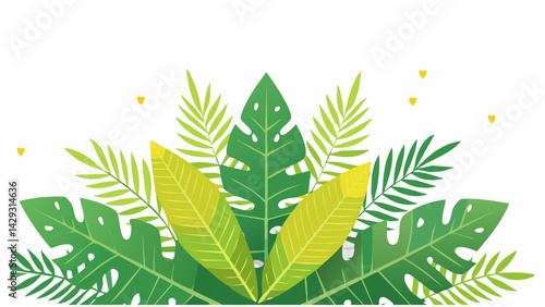 Tropical leaves in flat vector style