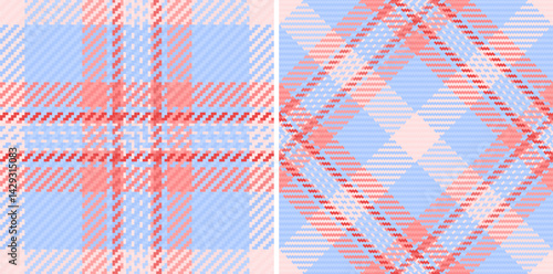Pattern tartan plaid of fabric background seamless with a check textile vector texture. Set in kids colors. Valentines day gift ideas.