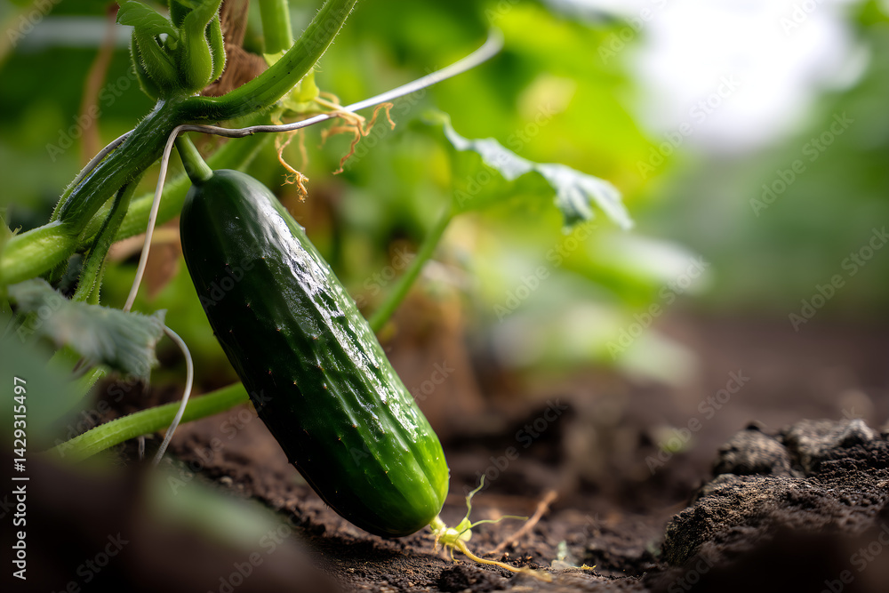 Obraz premium fresh cucumbers lying on garden