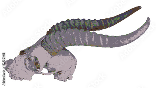 Skull with horn pixel art