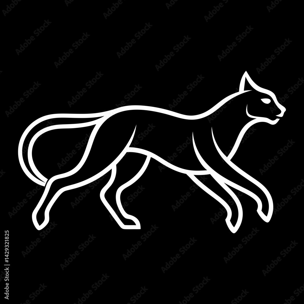Fototapeta premium Logo art illustration of a running cat