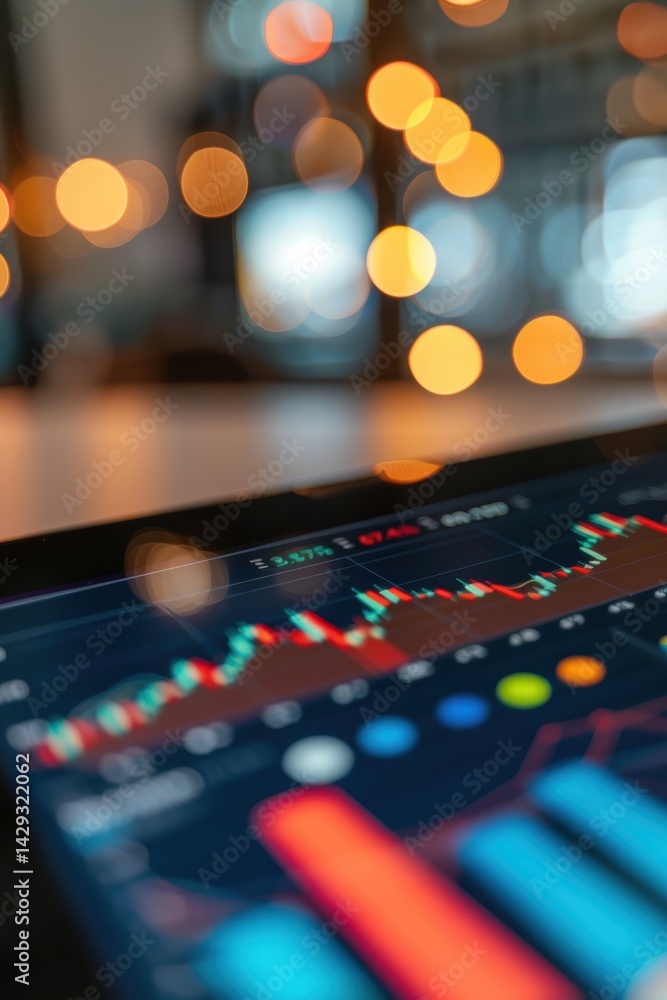 Crude Oil Price Surge on Digital Chart with Blurred Office Ambiance for Financial Analysis