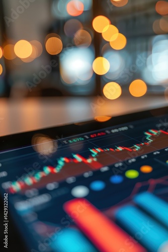 Obraz na płótnie Crude Oil Price Surge on Digital Chart with Blurred Office Ambiance for Financial Analysis w salonie