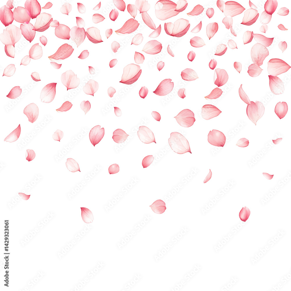Elegant apple tree blossom petals flying on white groundwork vector illustration. Birthday flower decor elements. Peaceful spring pink bloom petals holiday Subtle meditative design. Elegant apple tree blossom petals flying on white groundwork vector illustration. Birthday flower decor elements. Peaceful spring pink bloom petals holiday Subtle meditative design.