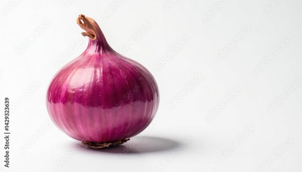 Fototapeta premium Single red onion, vibrant color, clean white background, recipe, cooking