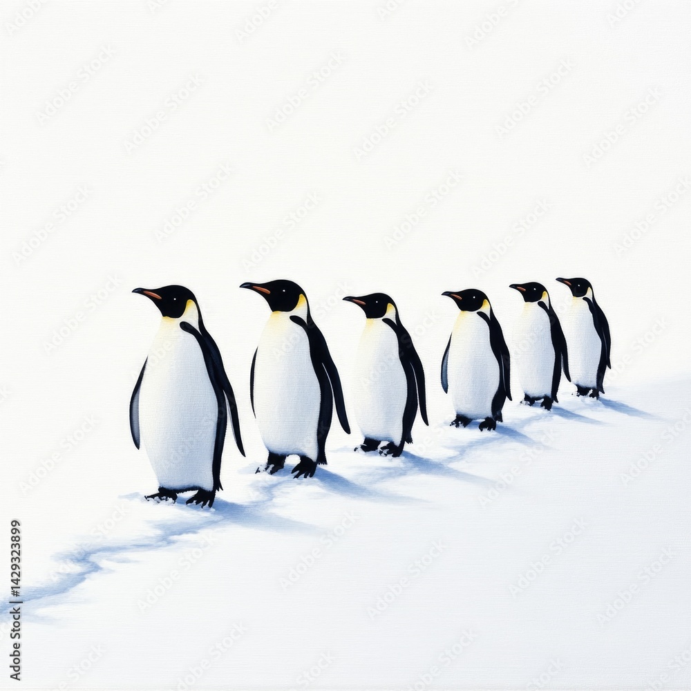Obraz premium Penguins Marching in Antarctica
