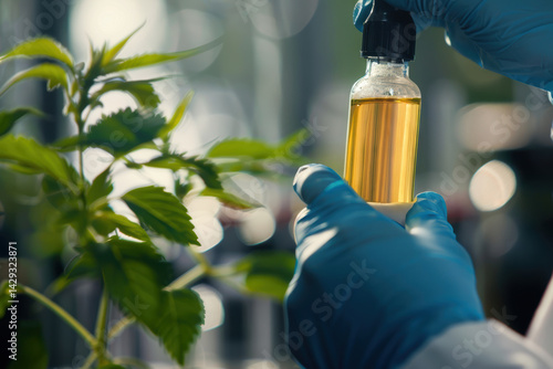 Obraz na płótnie Scientist Analyzing Biofuel in Lab for Sustainable Energy Research and Development w salonie