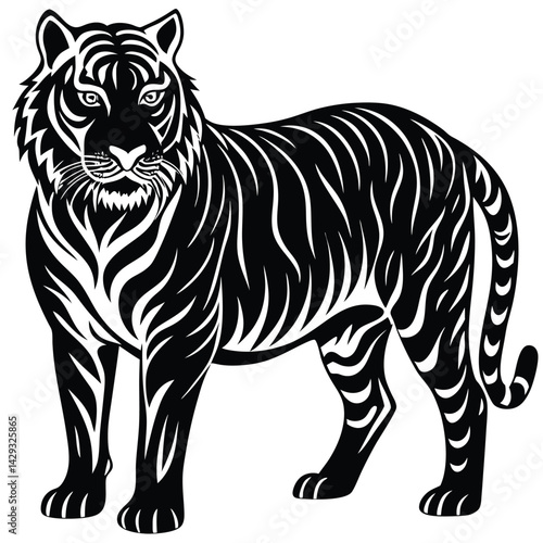 Majestic Tiger Black and White Tribal Wildlife Design