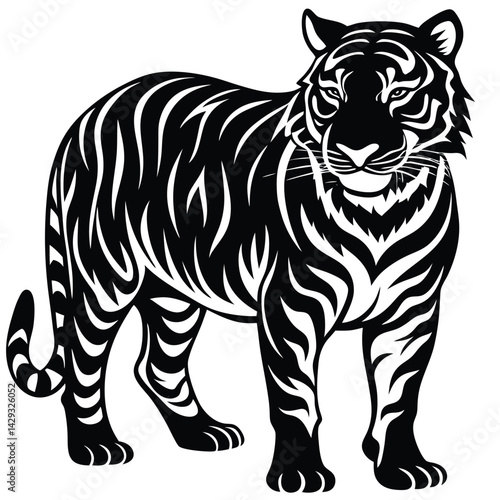 Majestic Tiger Black and White Tribal Wildlife Design
