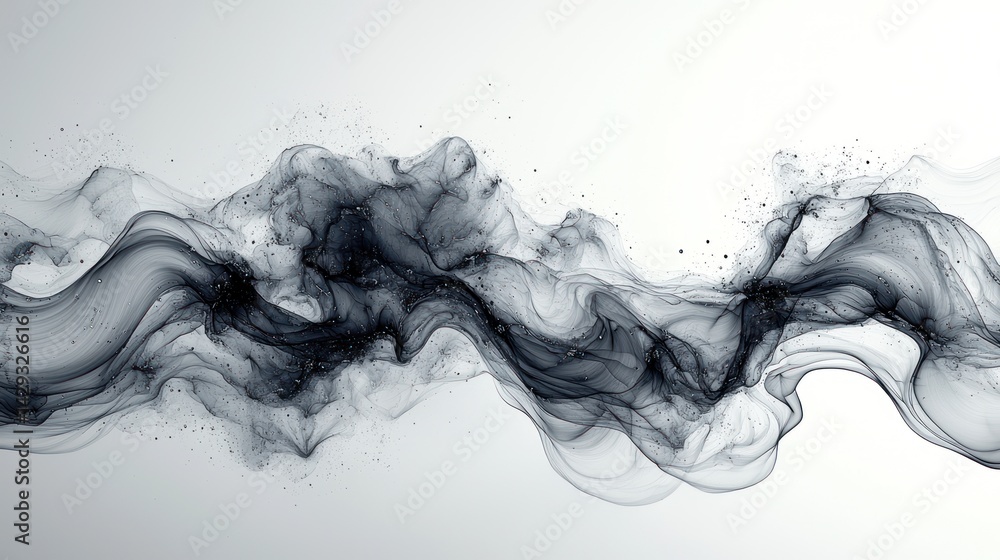 Abstract Ink Wash Painting: Serene Grey and Black Waves Abstract Ink Wash Painting: Serene Grey and Black Waves