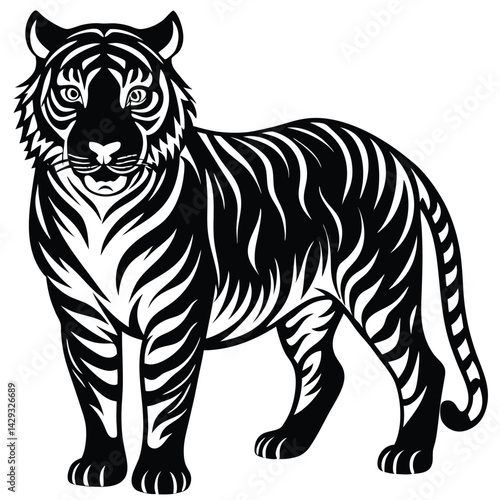 Majestic Tiger Black and White Tribal Wildlife Design