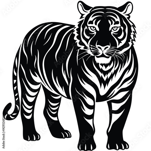 Majestic Tiger Black and White Tribal Wildlife Design