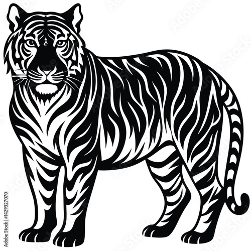 Majestic Tiger Black and White Tribal Wildlife Design