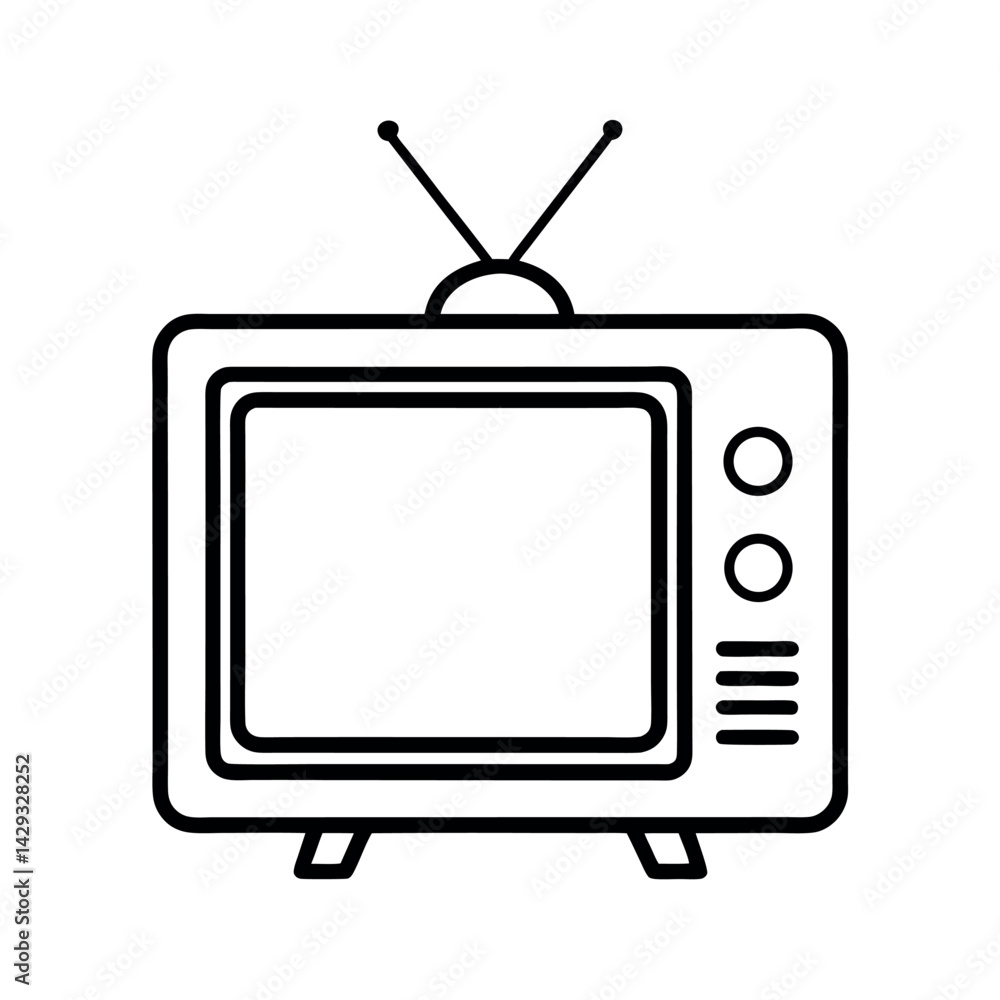 Television Vector Outline on White Background Television Vector Outline on White Background