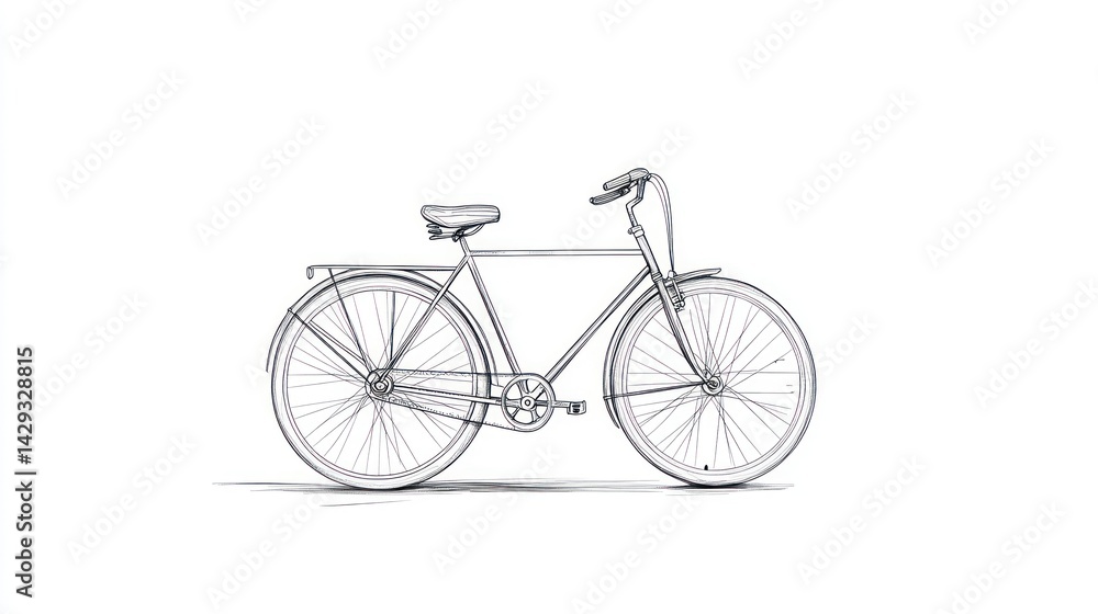 Bicycle sketch on white backdrop, showcasing transport for design or illustration Bicycle sketch on white backdrop, showcasing transport for design or illustration