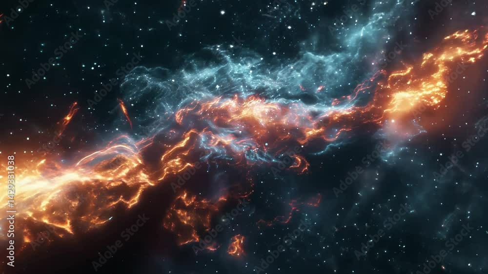 Cosmic nebula swirling in vibrant colors against dark space Cosmic nebula swirling in vibrant colors against dark space