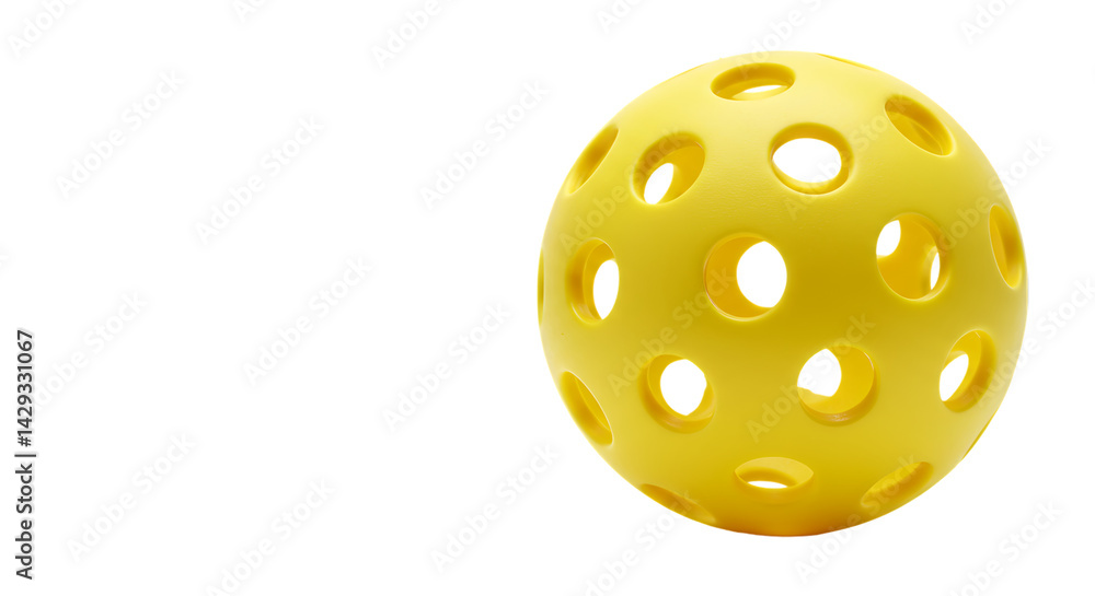 Obraz premium Pickleball with holes yellow color isolated on transparent background