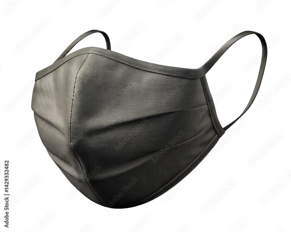 A sleek black face mask designed for comfort and style, showcasing a modern, folded design. A sleek black face mask designed for comfort and style, showcasing a modern, folded design.