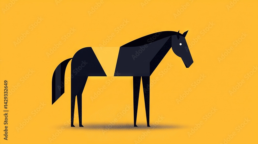 Obraz premium A black horse with a white stripe on its body and a black-and-white stripe on its body