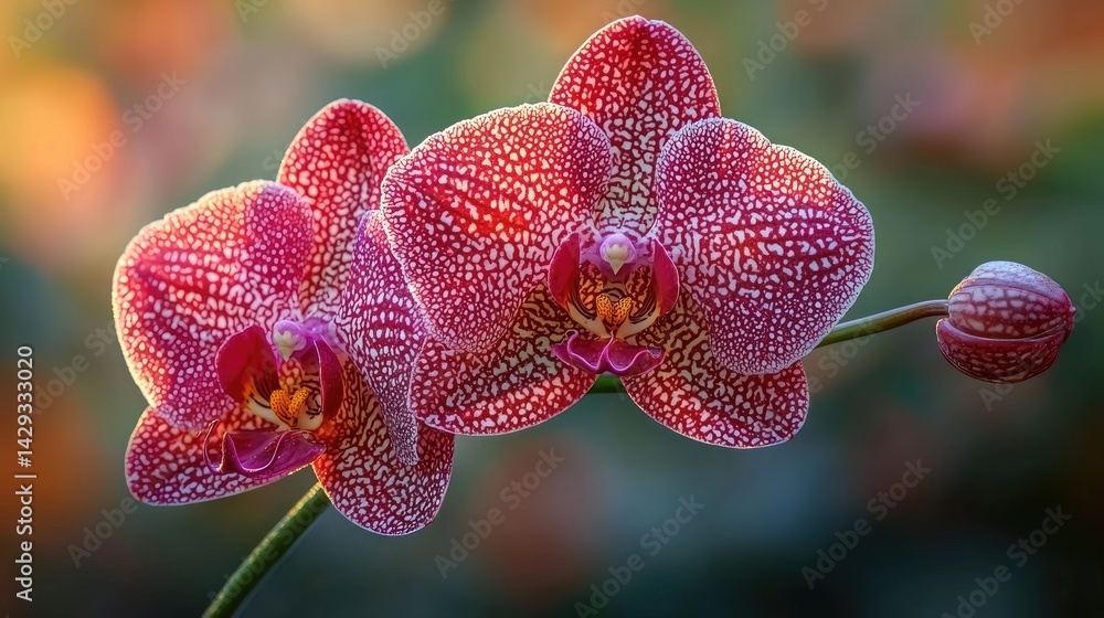 Two Pink and White Spotted Orchids in Close Up Two Pink and White Spotted Orchids in Close Up