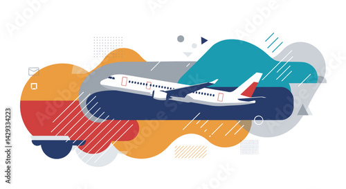 Abstract airplane illustration representing domestic airlines design  