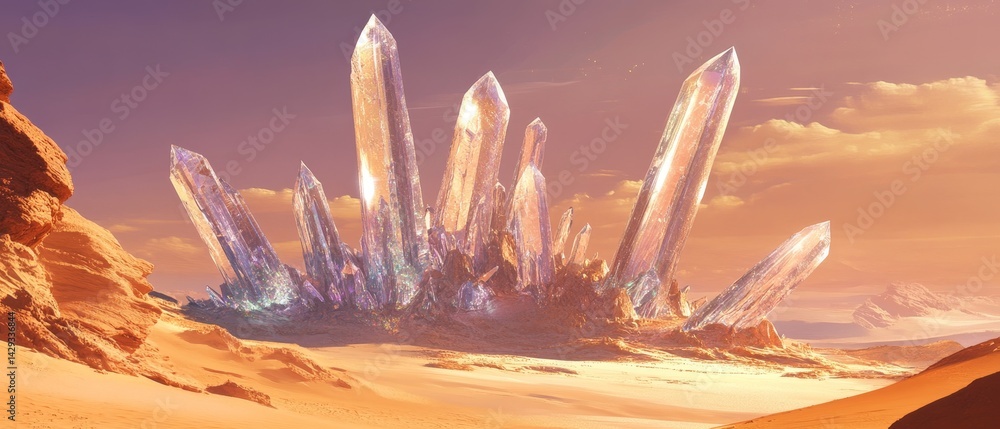 A large crystal formation is the main focus of this image