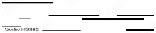 Black horizontal lines of differing lengths and spacing arranged artistically. Ideal for abstract art, minimalism, graphic layout, modern design, branding, composition, calm aesthetics. Flat simple