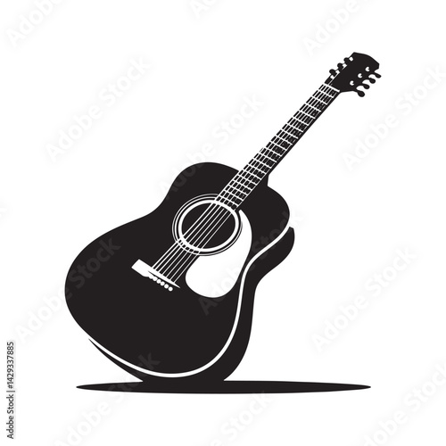 Strings of Serenity: A Beautiful Collection of Acoustic Guitar Vector Silhouettes Showcasing the Timeless Elegance, Musical Warmth, and Classic Shape of This Beloved Instrument