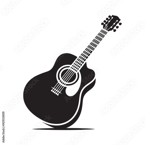 Strings of Serenity: A Beautiful Collection of Acoustic Guitar Vector Silhouettes Showcasing the Timeless Elegance, Musical Warmth, and Classic Shape of This Beloved Instrument