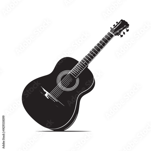 Strings of Serenity: A Beautiful Collection of Acoustic Guitar Vector Silhouettes Showcasing the Timeless Elegance, Musical Warmth, and Classic Shape of This Beloved Instrument