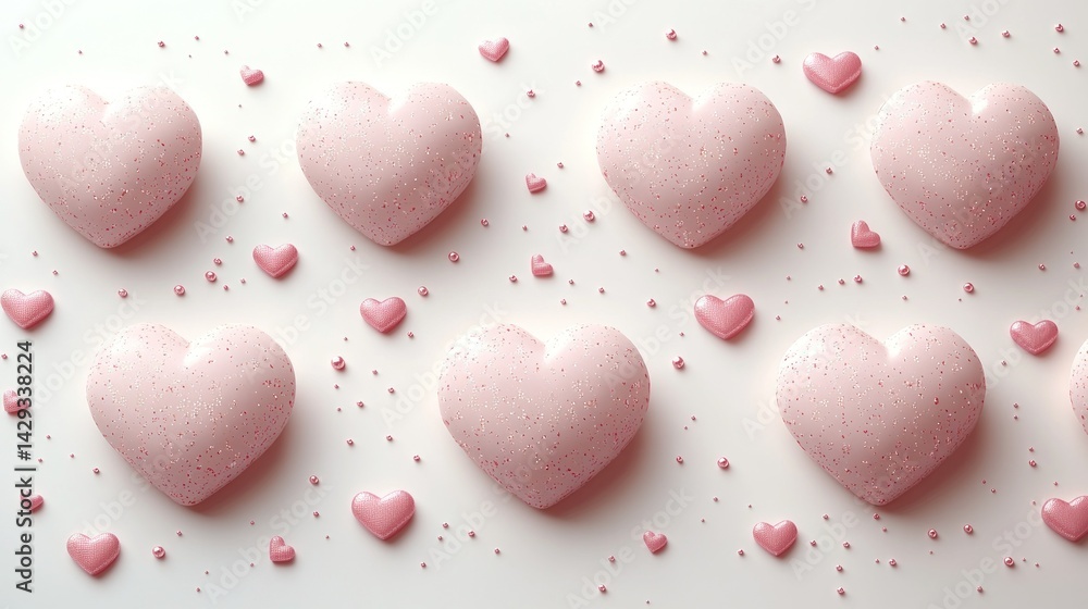 Fototapeta premium Soft pink hearts create a charming and romantic atmosphere, perfect for celebrations