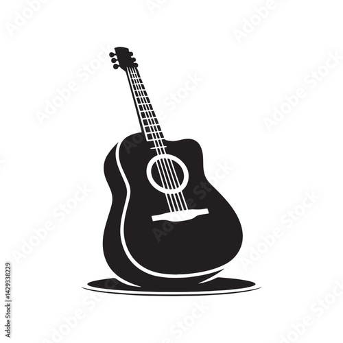 Strings of Serenity: A Beautiful Collection of Acoustic Guitar Vector Silhouettes Showcasing the Timeless Elegance, Musical Warmth, and Classic Shape of This Beloved Instrument