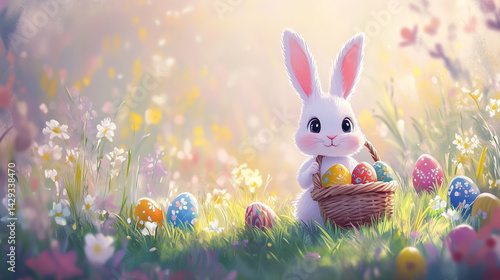 easter bunny and easter eggs