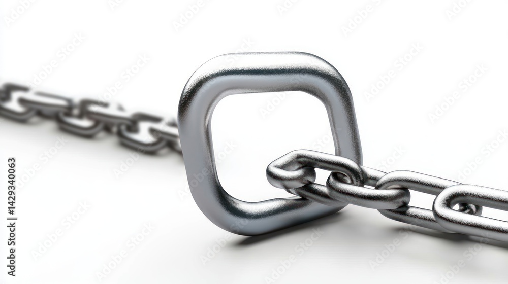 Obraz premium Metal chain link with square loop