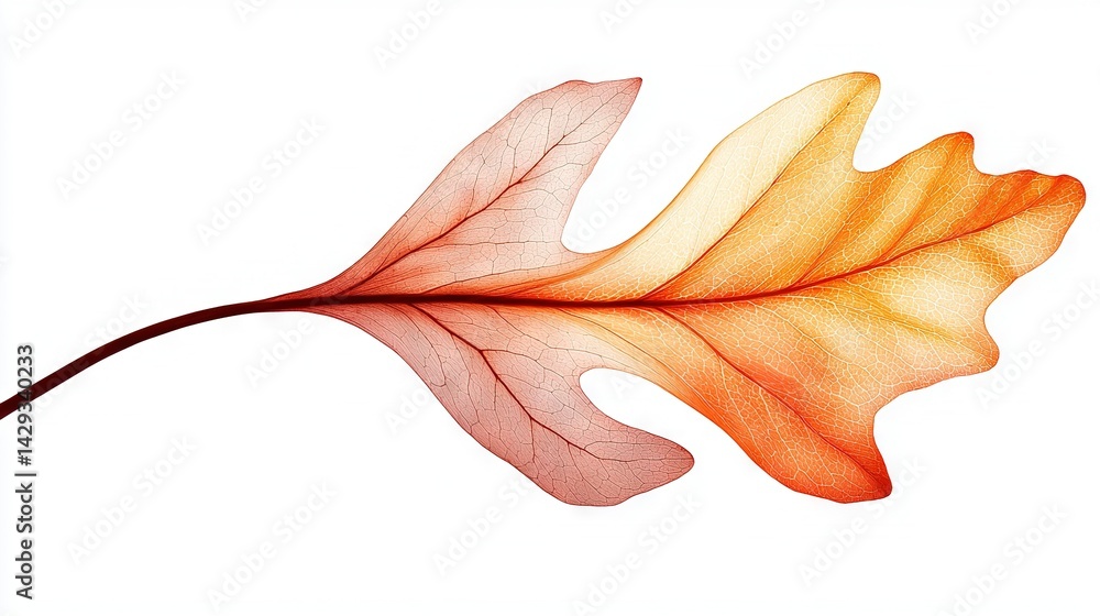 a leaf against a white backdrop, showing its reflection on the leaf's underside