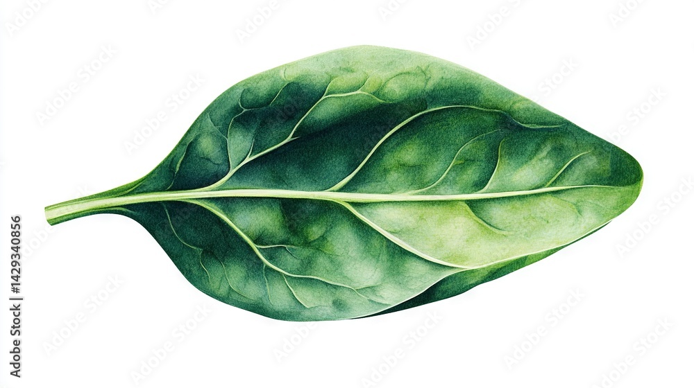 Close-up photo of a green foliage against a pure background, showcasing a green stalk within the leaves