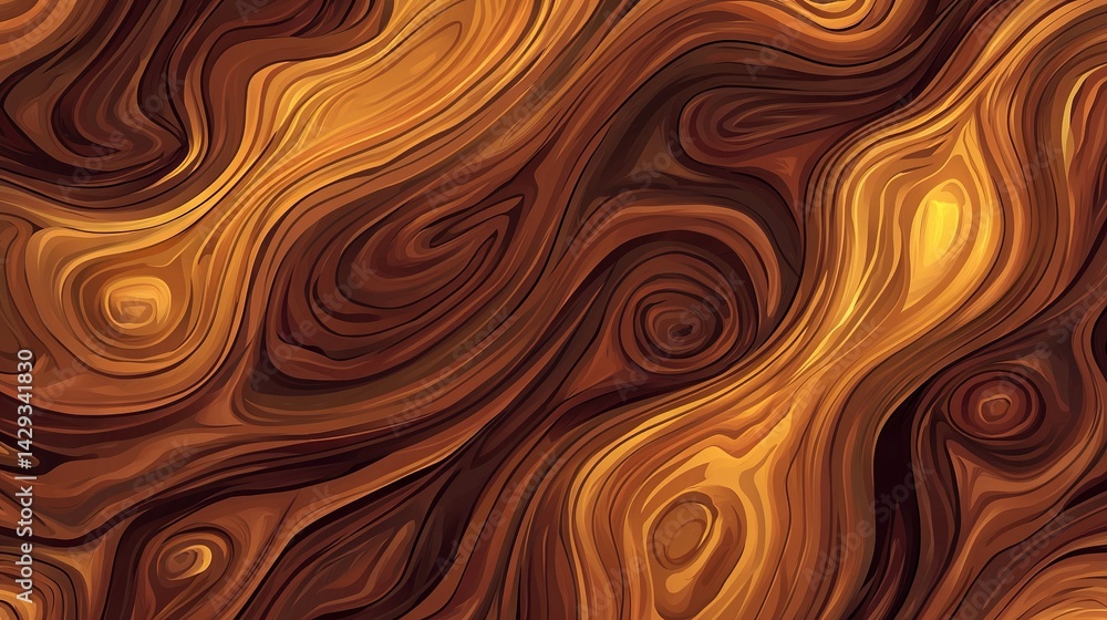   Close-up of wooden surface with brown & yellow swirly pattern on top